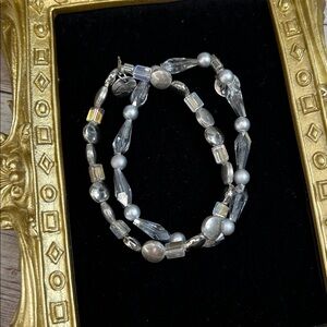Elegant Silver Beaded Bracelet Set